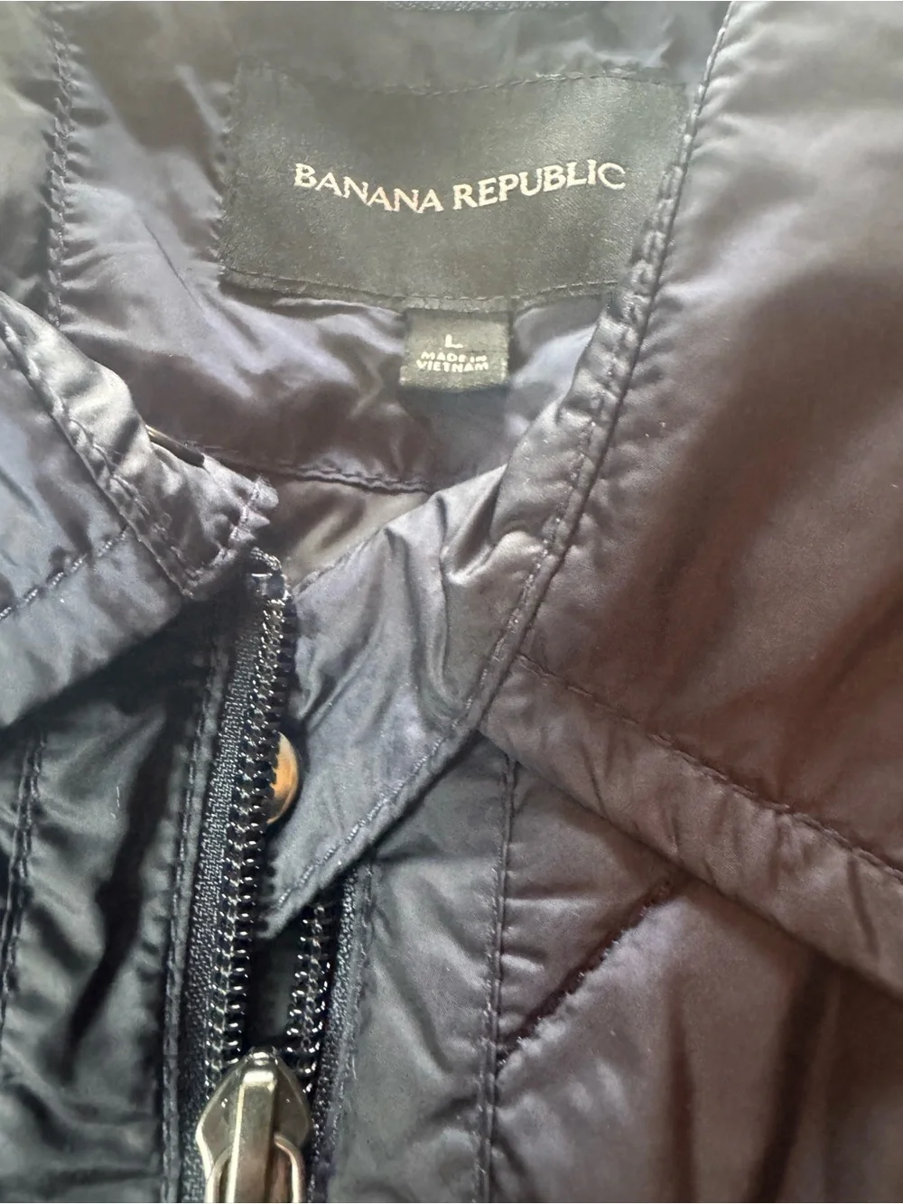 Banana Republic Diamond-Quilt Navy Puffer Large Jacket - Men's